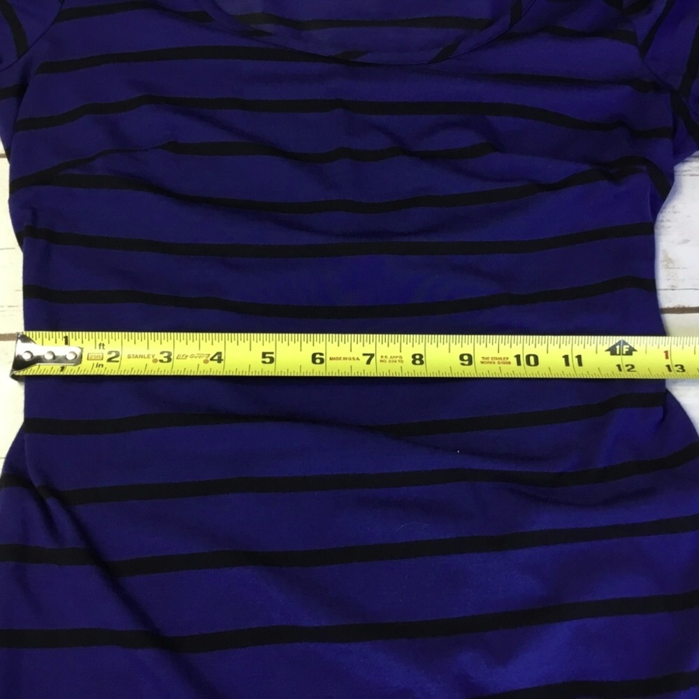 Bebe Blue Black Striped High Low Cutout Dress - Picture 7 of 8